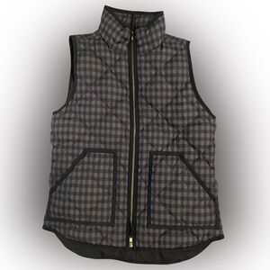 J. Crew Black Plaid Quilted Vest